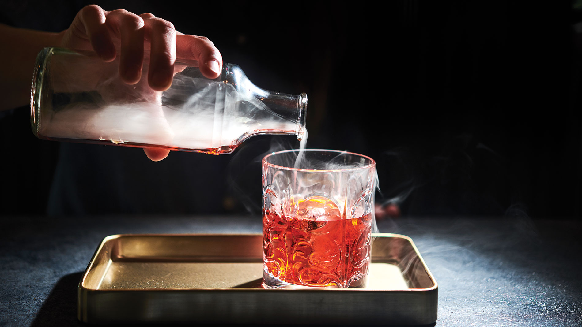 smoked, aged negroni at noto italian restaurant in st. peters