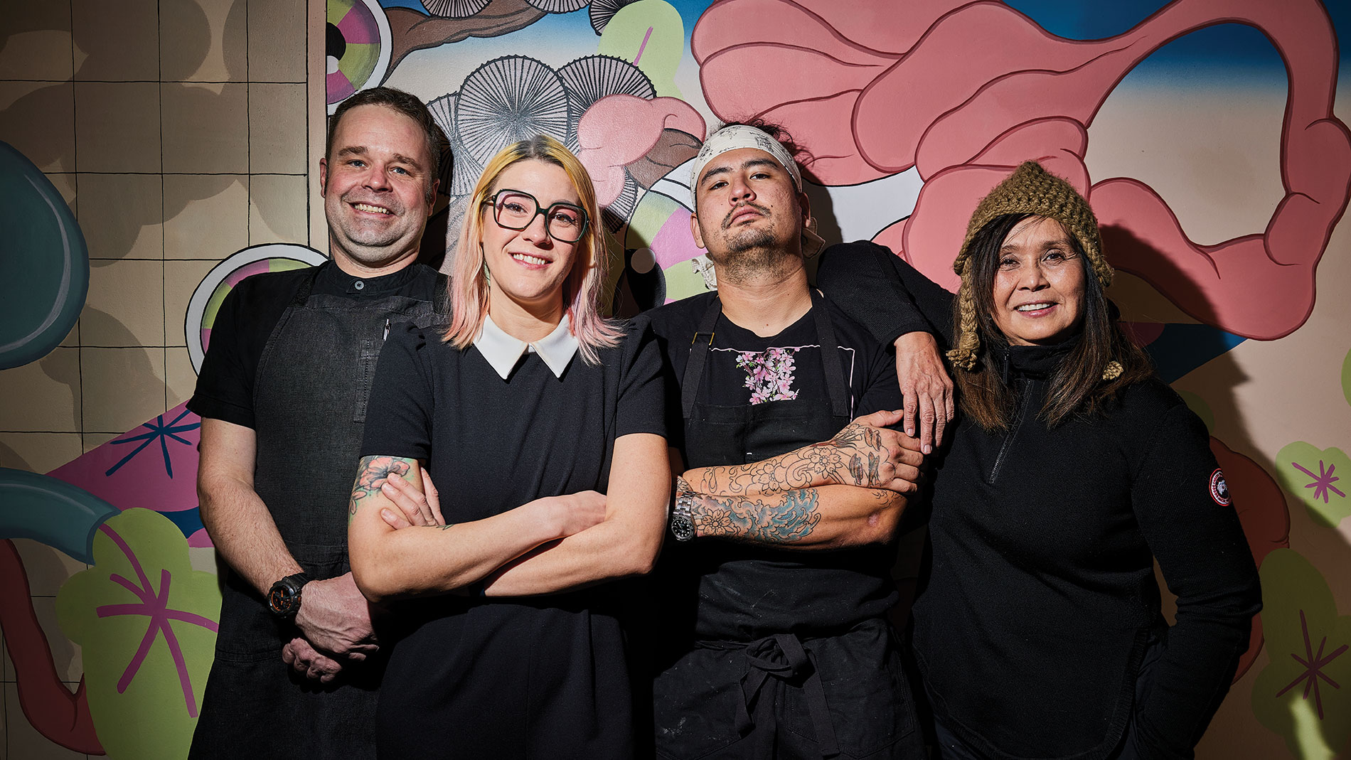 from left: shaun martin, sous chef; ashley rouch, general manager; nick bognar, chef and owner and ann bognar at sado