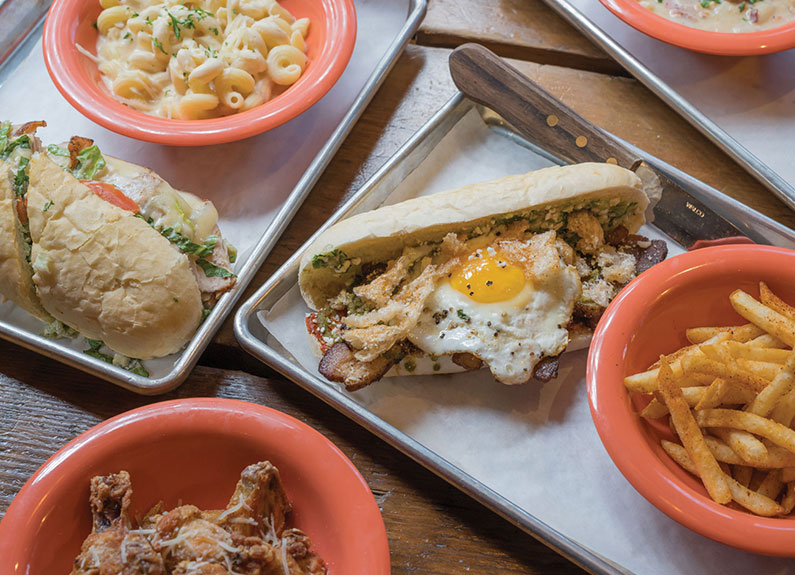 sandwiches and sides at the wood shack soulard