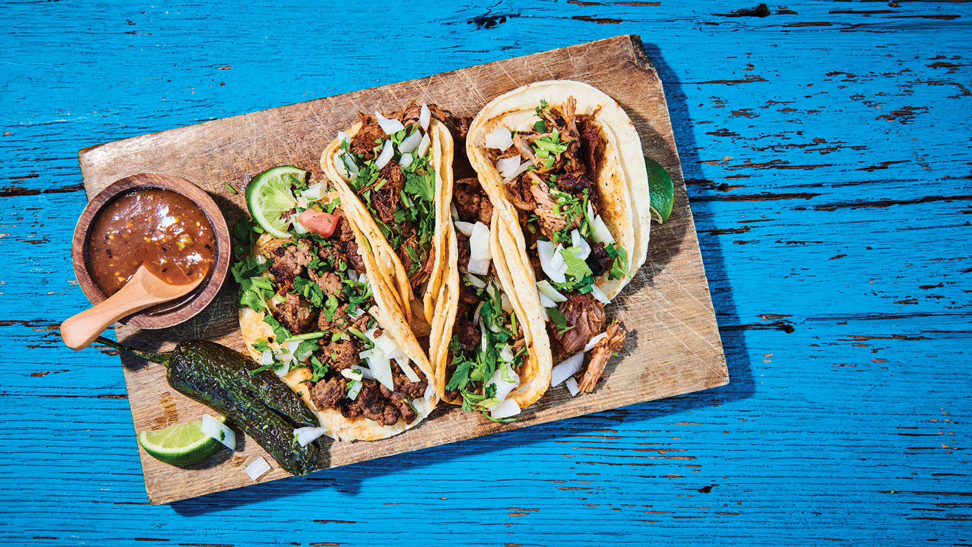 al pastor tacos from mi tierra bonita in fairmont city, illinois