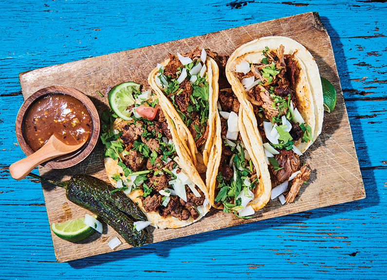 al pastor tacos from mi tierra bonita in fairmont city, illinois