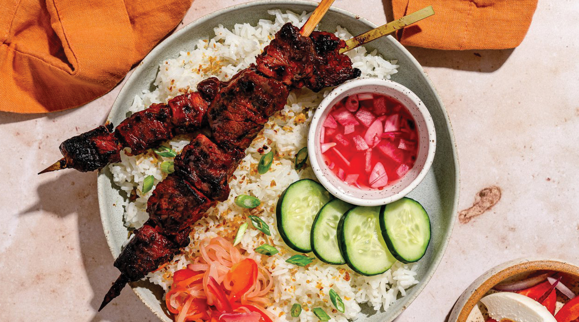 pork bbq skewers from the fattened caf inside earthbound beer on cherokee street in st.louis