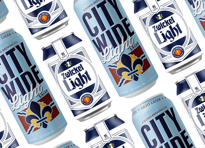 4 hands brewing co.'s city wide light and urban chestnut brewing co.'s zwickel light