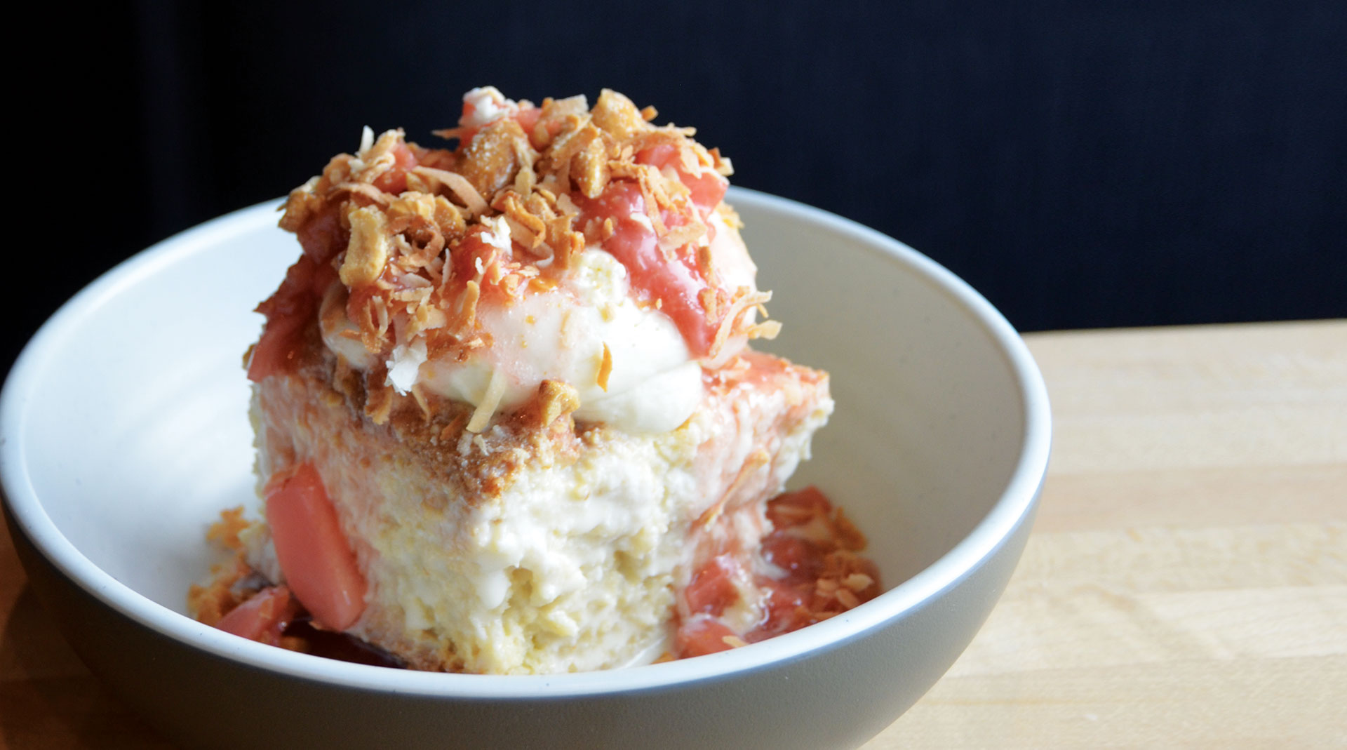 coconut tres leches cake at taqueria morita in the central west end