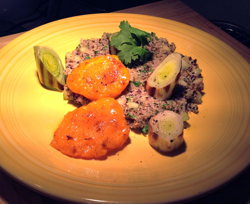 Quinoa Salad with Grilled Apricots and Leeks