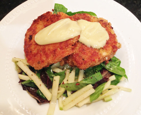 John Currence's Maryland-style crabcakes and green apple-celery salad