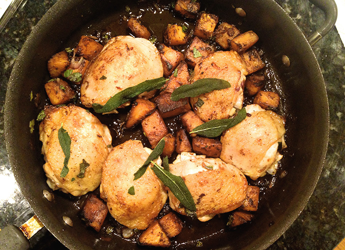 Chicken Thighs with Butternut Squash and Sage