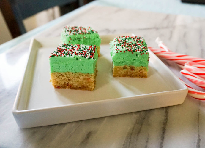 Frosted Peppermint Cookie Bars