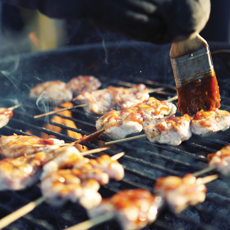 Grilled Pork Tenderloin Skewers With Chipotle-Stout Barbecue Sauce 