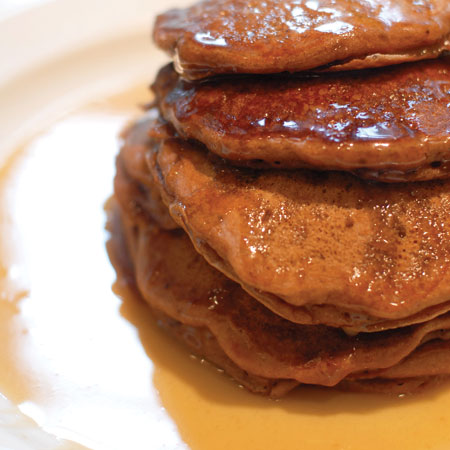 Gingerbread Pancakes with Maple-Caramel Sauce