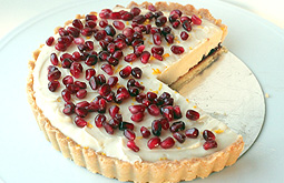 Pomegranate-Lemon-Mascarpone Tart with Coconut-Macadamia Nut Crust