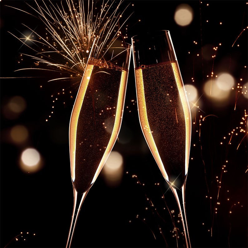 new year's eve champagne toast at edera italian eatery // istock