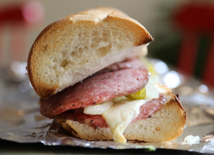Gioia’s original hot salami is sliced to order.