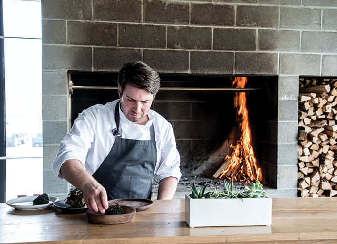 vicia chef-co-owner michael gallina at the grill
