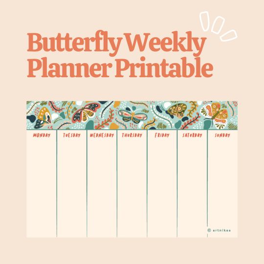 Picture of Printable Butterfly Weekly Planner