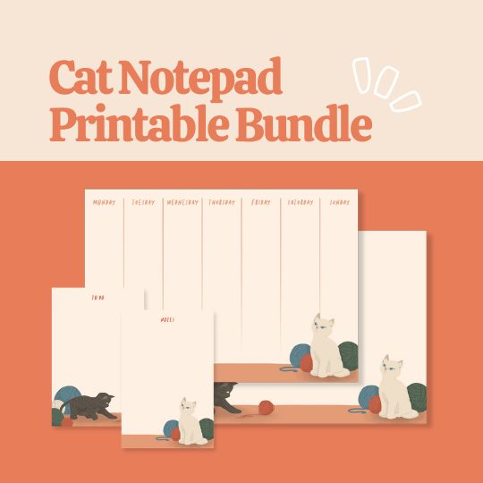 Picture of Cat Notepad Printable Bundle