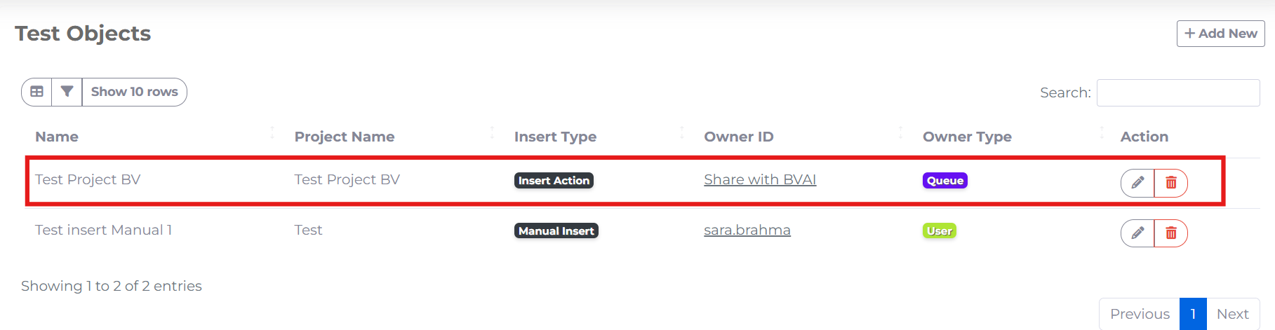 Inserted-Project-Record-In-Test-Object