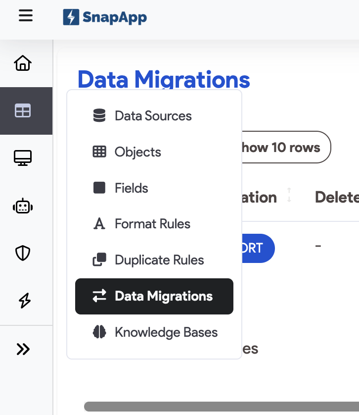 navigate to data migrations