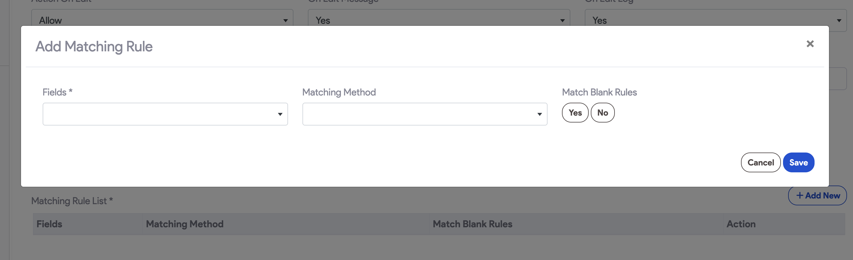 create matching rule