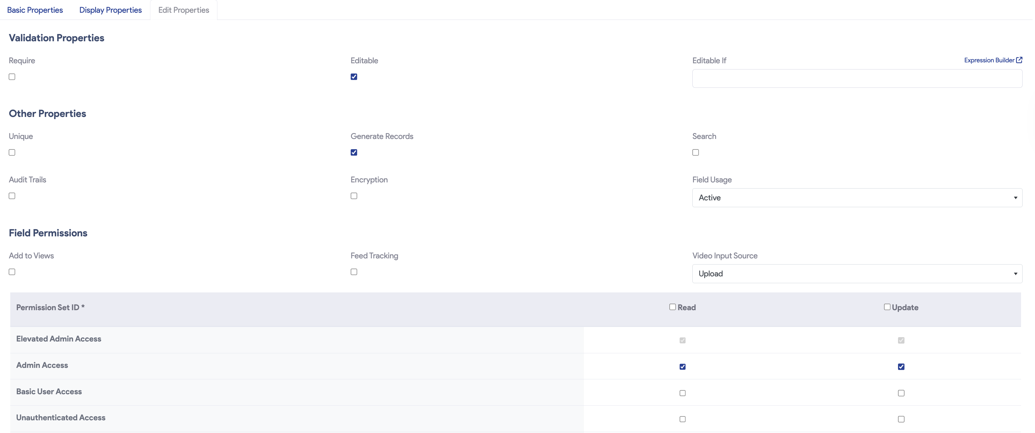 Create Field Screenshot