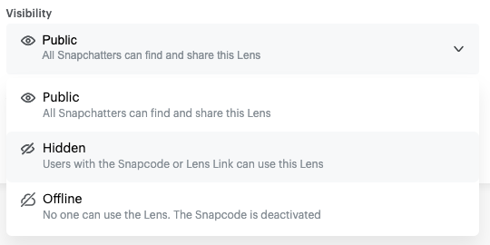 Lens Visibility Settings Lens Studio By Snap Inc