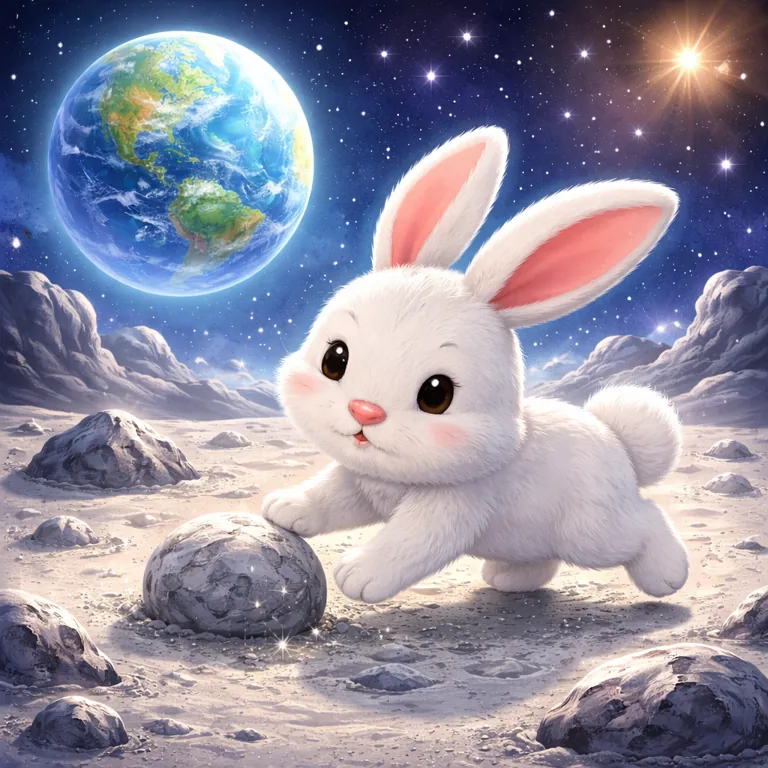 The illustration SnapRead painted for the story The Moon Rabbit