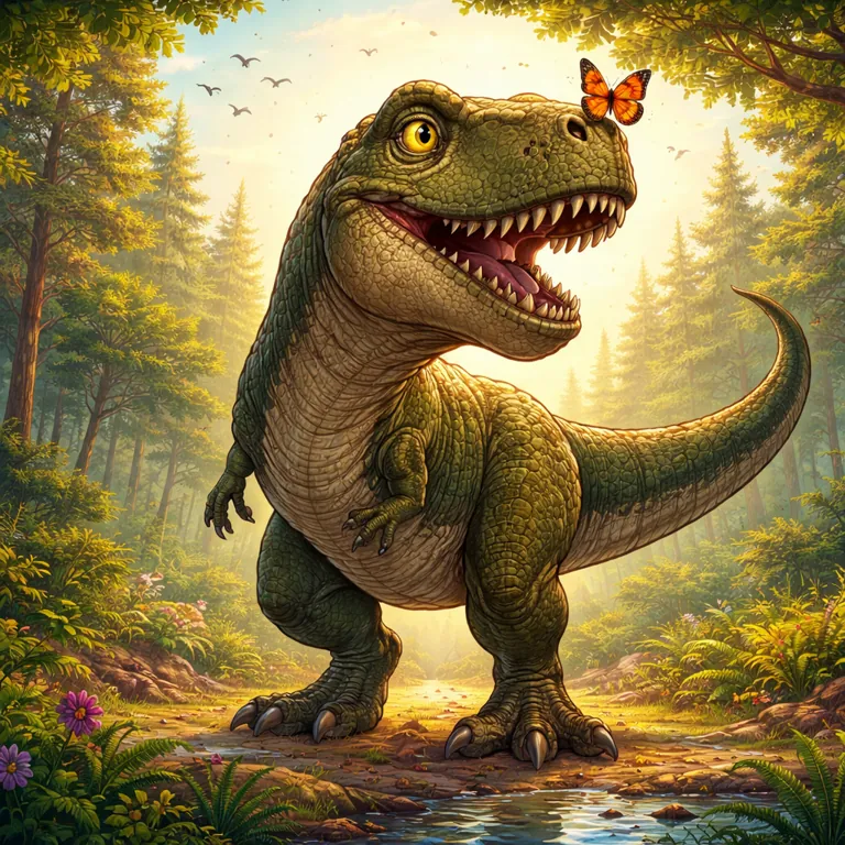 The illustration SnapRead painted for the story The Big King of Dinosaurs