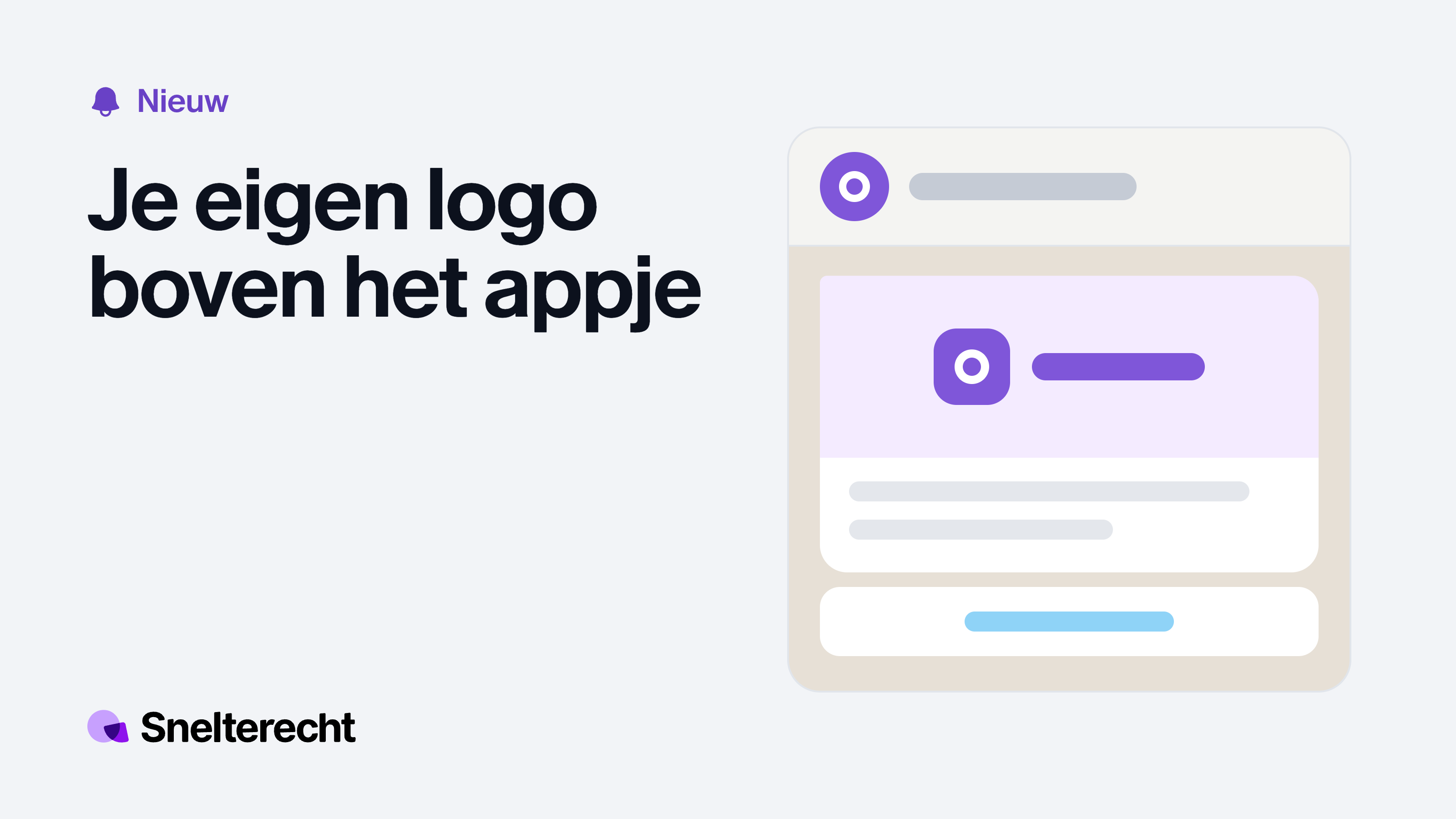 Abstract WhatsApp-bericht met bovenaan een paars vlak waarin het logo van de praktijk staat.
