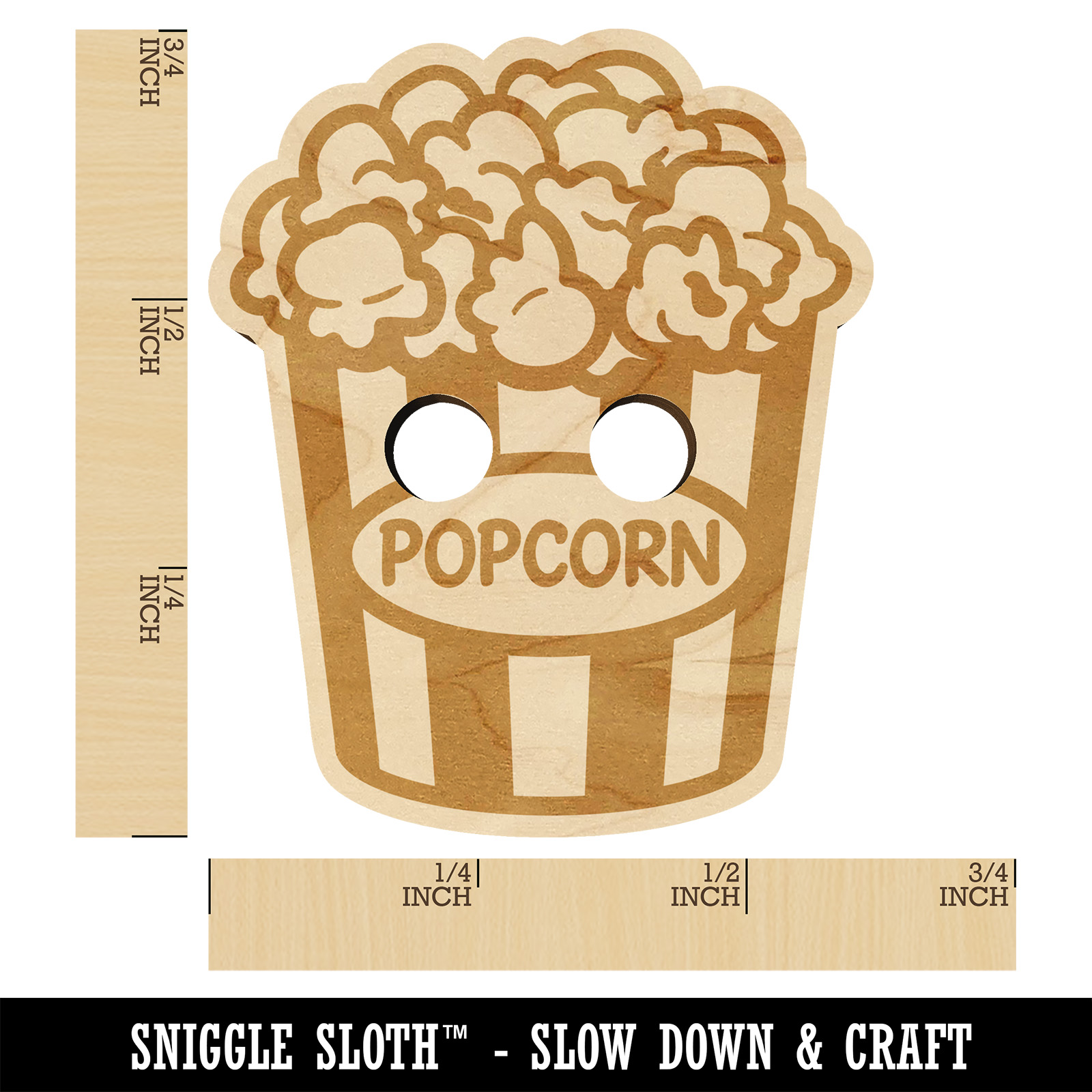 Big Bucket of Popcorn Movie Theater Wood Buttons for Sewing Knitting DIY Craft - Picture 7 of 10