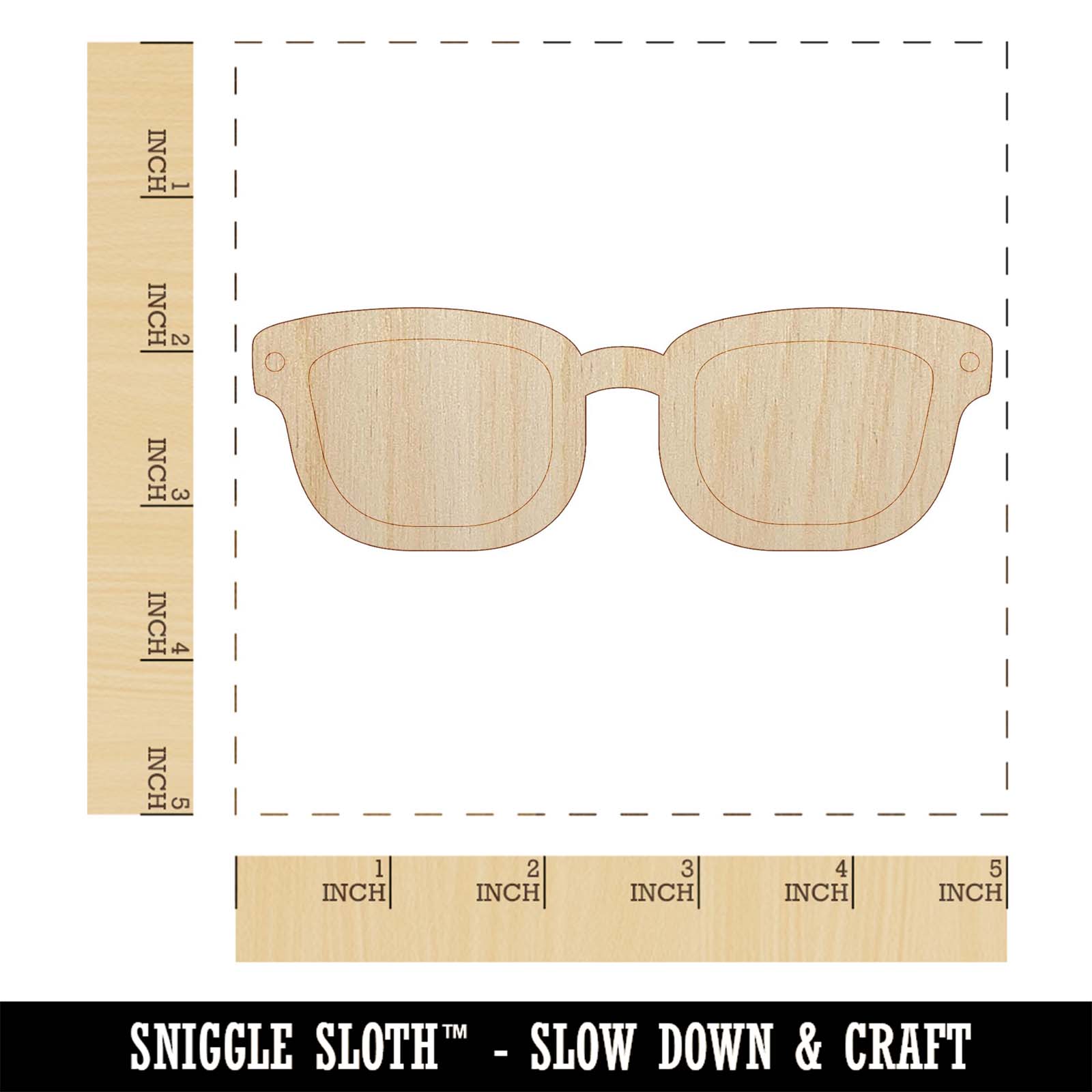 Thick Framed Glasses Geek Hipster Unfinished Wood Shape Piece Cutout DIY Craft