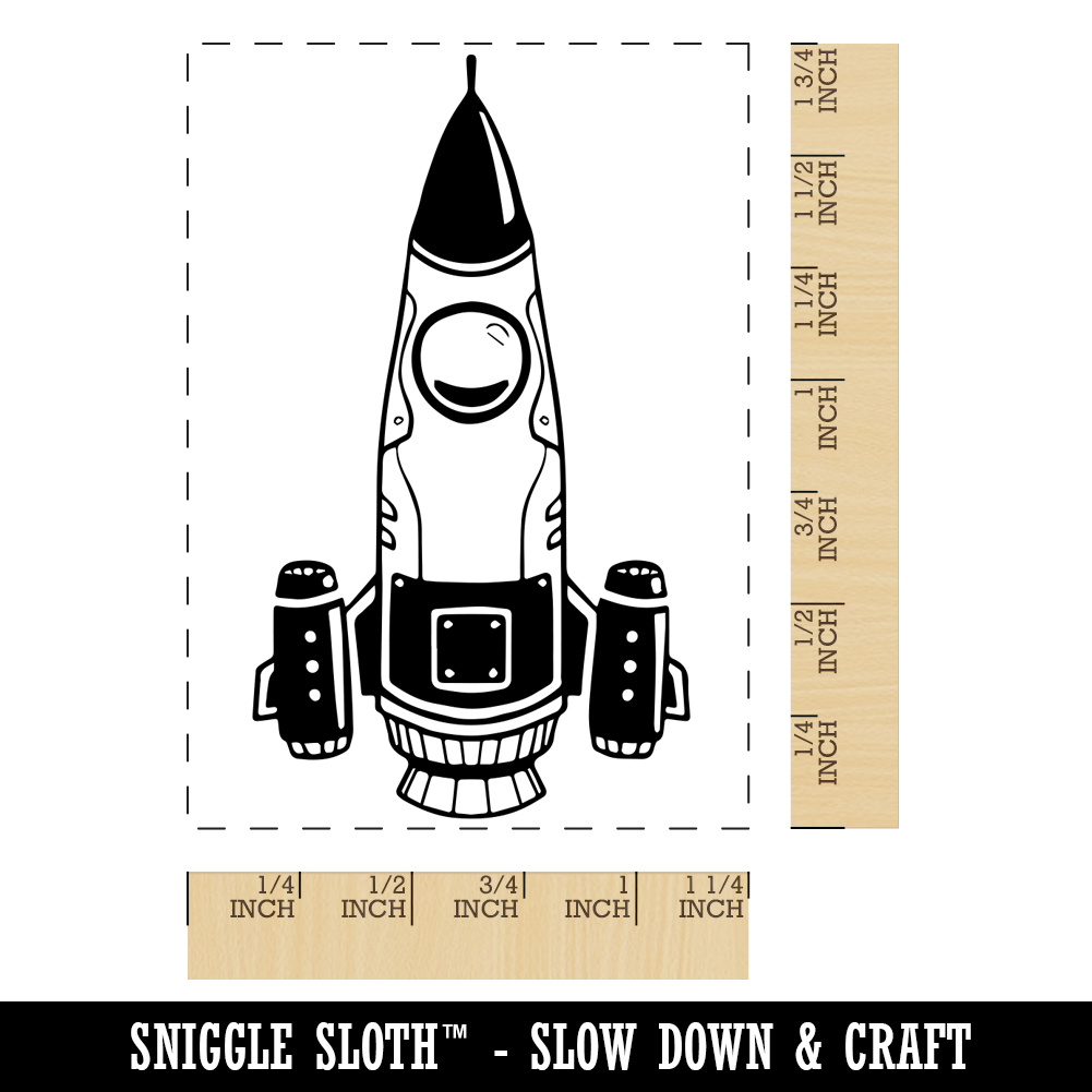 Rocket Space Ship Aircraft Science Fiction Rectangle Rubber Stamp for Stamping