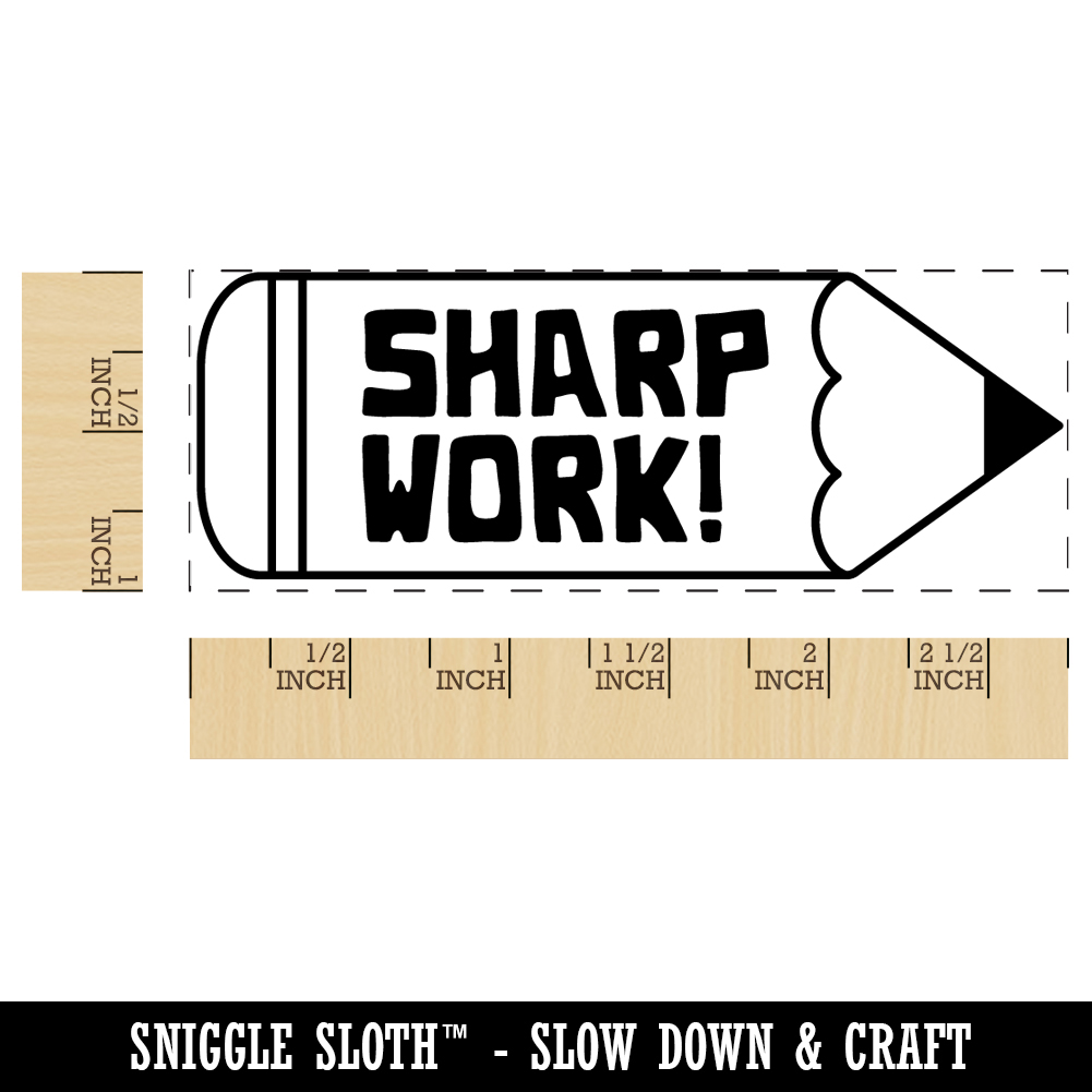 Sharp Work Pencil Teacher Student School Self-Inking Rubber Stamp Ink Stamper