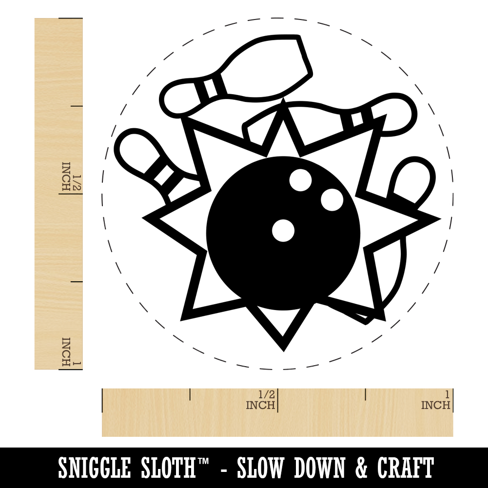 Bowling Ball Strike Pins Self-Inking Rubber Stamp Ink Stamper