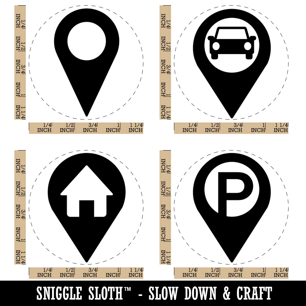 Map Location Markers Parking Car Home Rubber Stamp Set for Stamping Planners