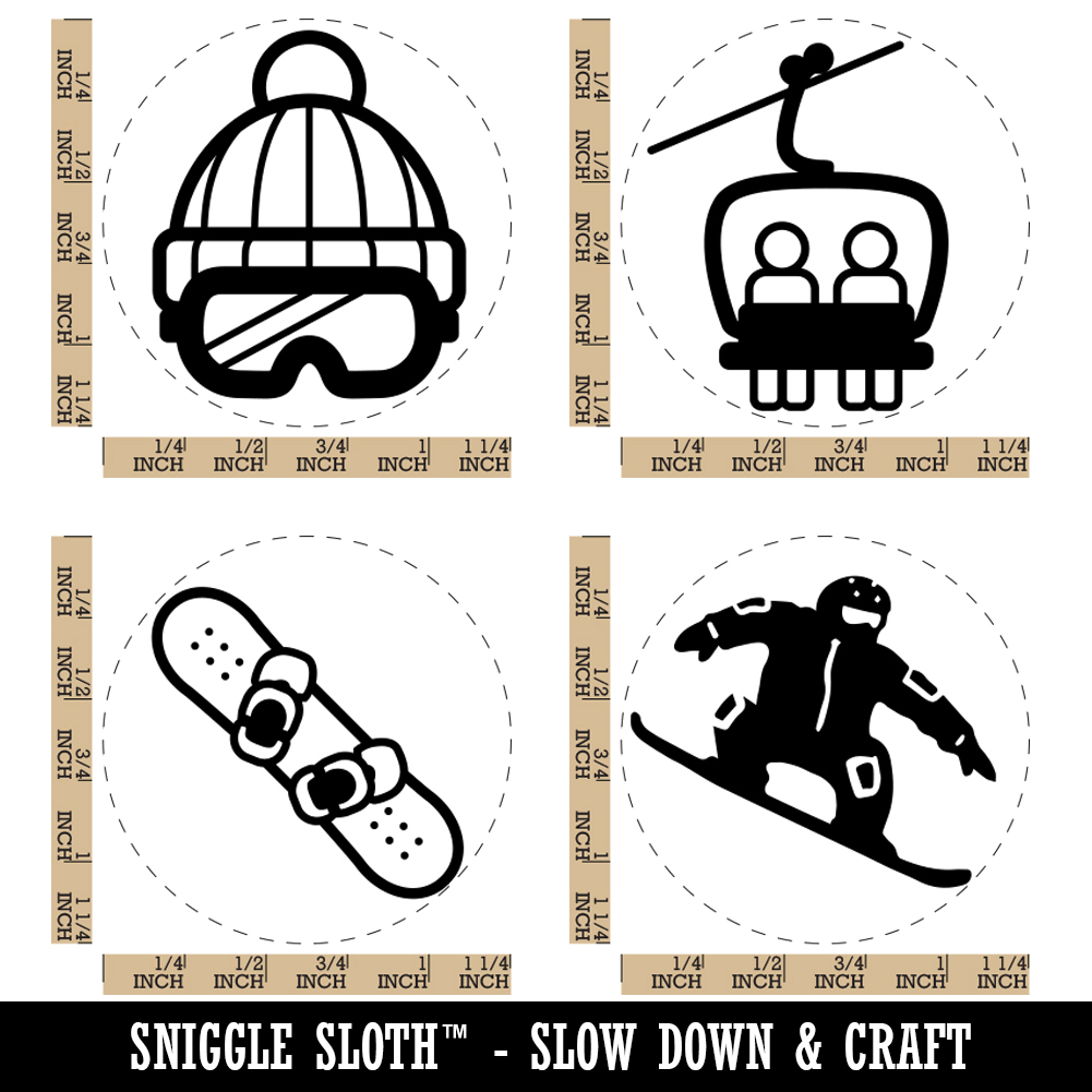 Snowboarding Extreme Snowboarder Snowboard Rubber Stamp Set Stamping Planners