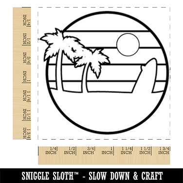 Tropical Beach with Palm Trees Rubber Stamp for Stamping Crafting Planners