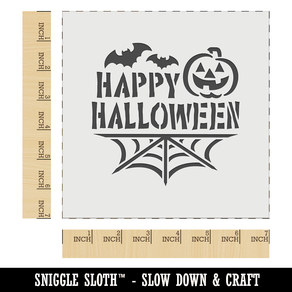 Happy Halloween Bats Spider Web Jack-O'-Lantern Wall Cookie DIY Craft  Stencil