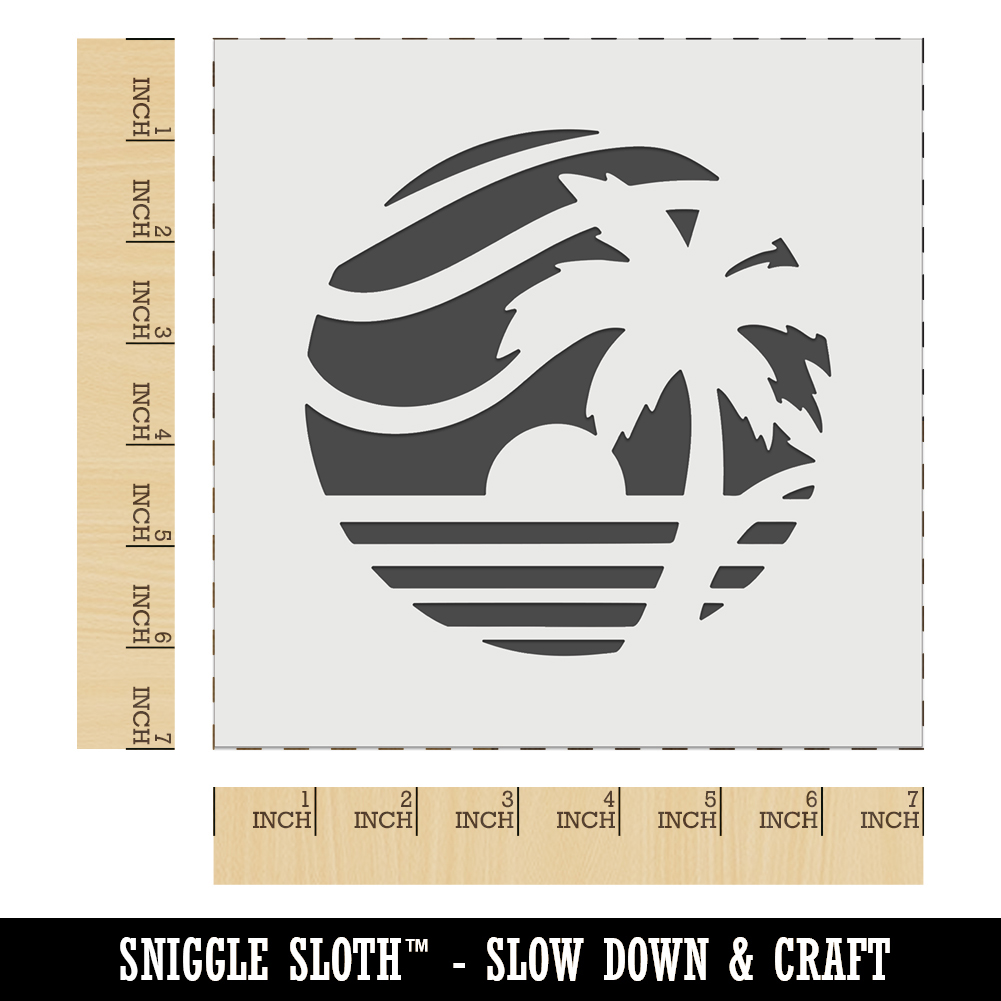 Stencil Palm Trees Tropical Ocean Scene Island Stencil for Crafts 