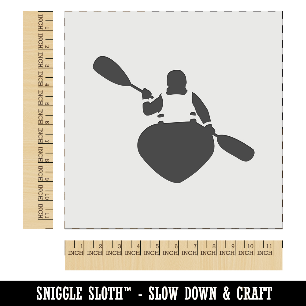 Person Kayaking with Paddle Back Behind View Wall Cookie DIY Reusable Stencil