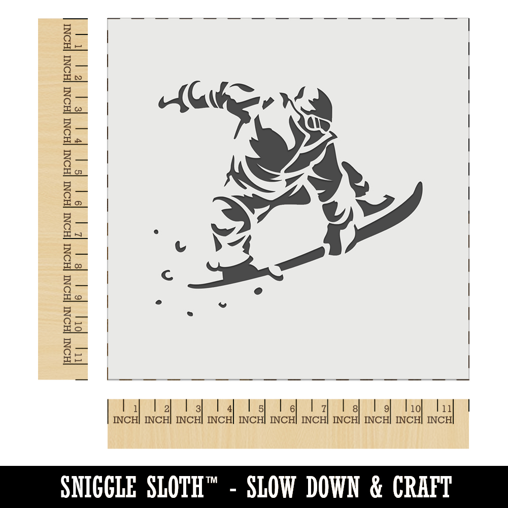 Snowboarder Jumping Flying Through Air Wall Cookie DIY Craft Reusable Stencil