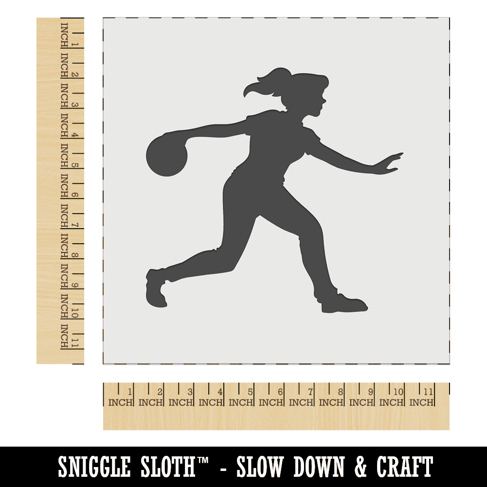 Woman Bowler Bowling Ball Side View Wall Cookie DIY Craft Reusable Stencil