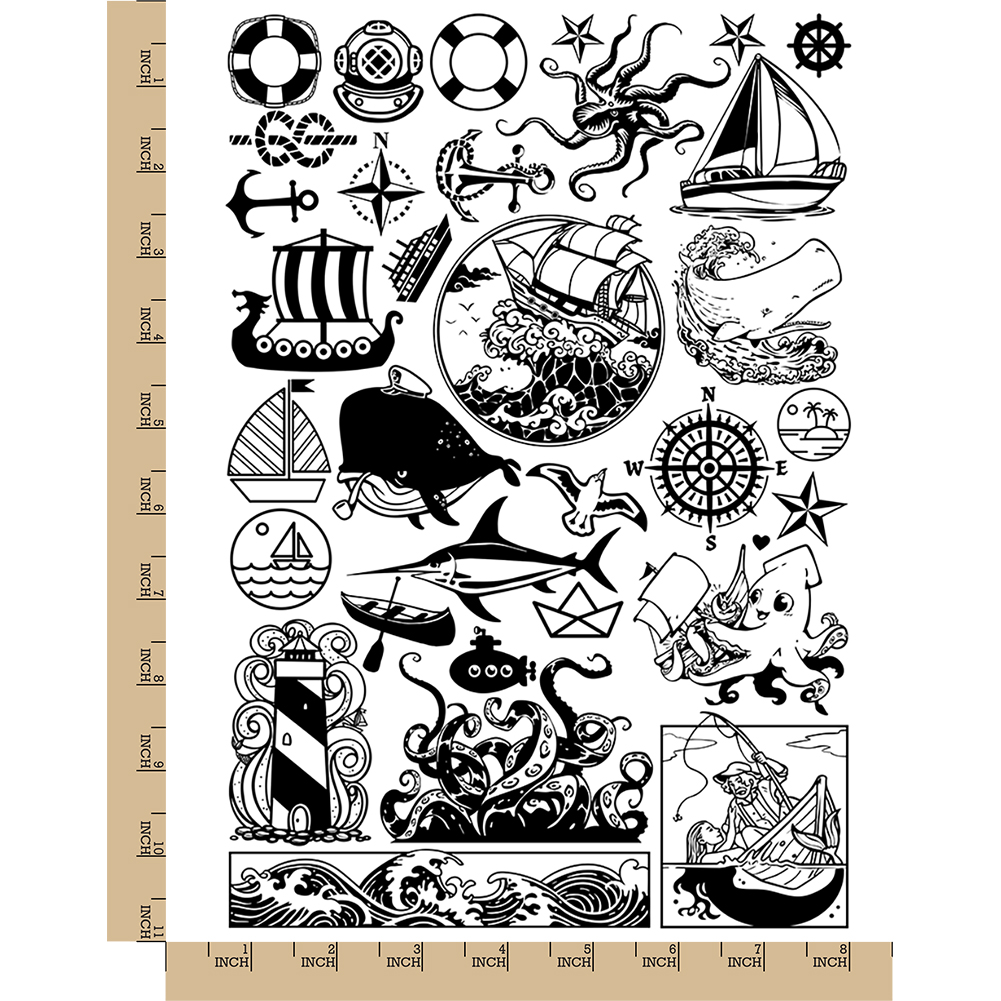 Buy TEMPORARY TATTOO Set of 7 Nautical Tattoos or 2.75 X 2 Vintage Ship and  More Online in India - Etsy