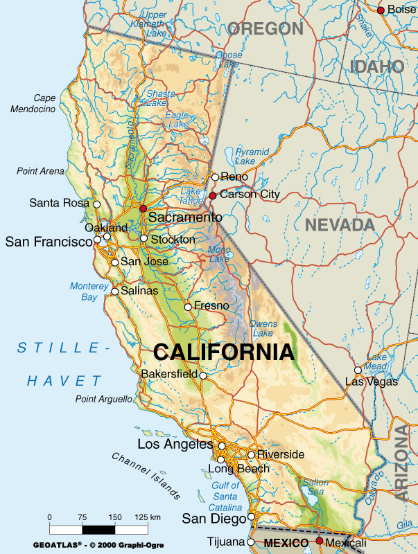 Карта калифорнии подробная