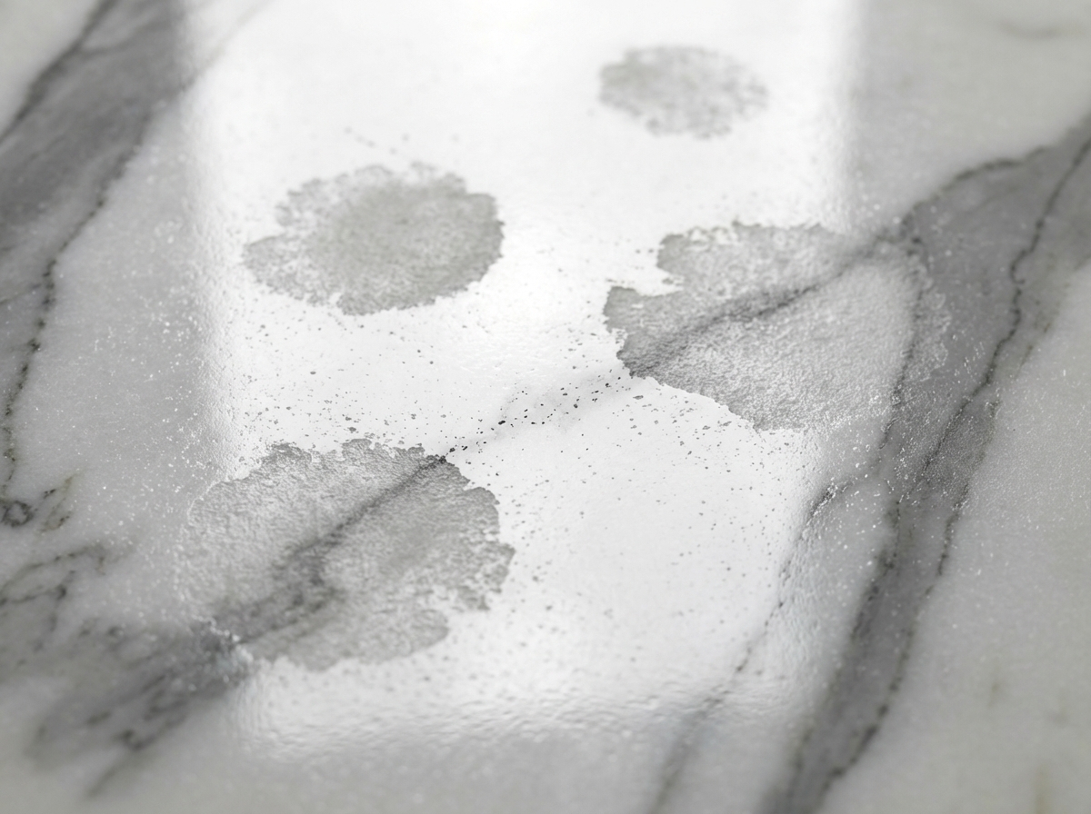 Etching on marble from acid