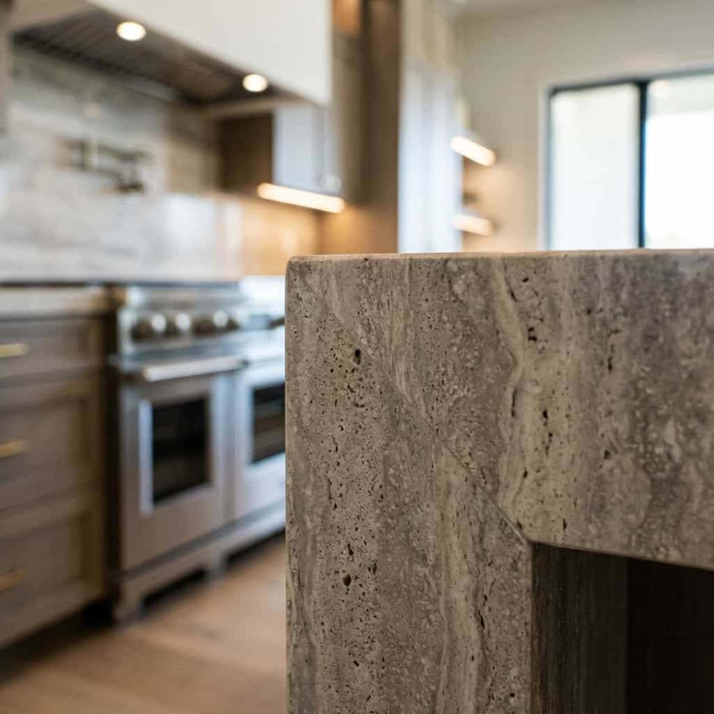 Silver Travertine Edge Detail