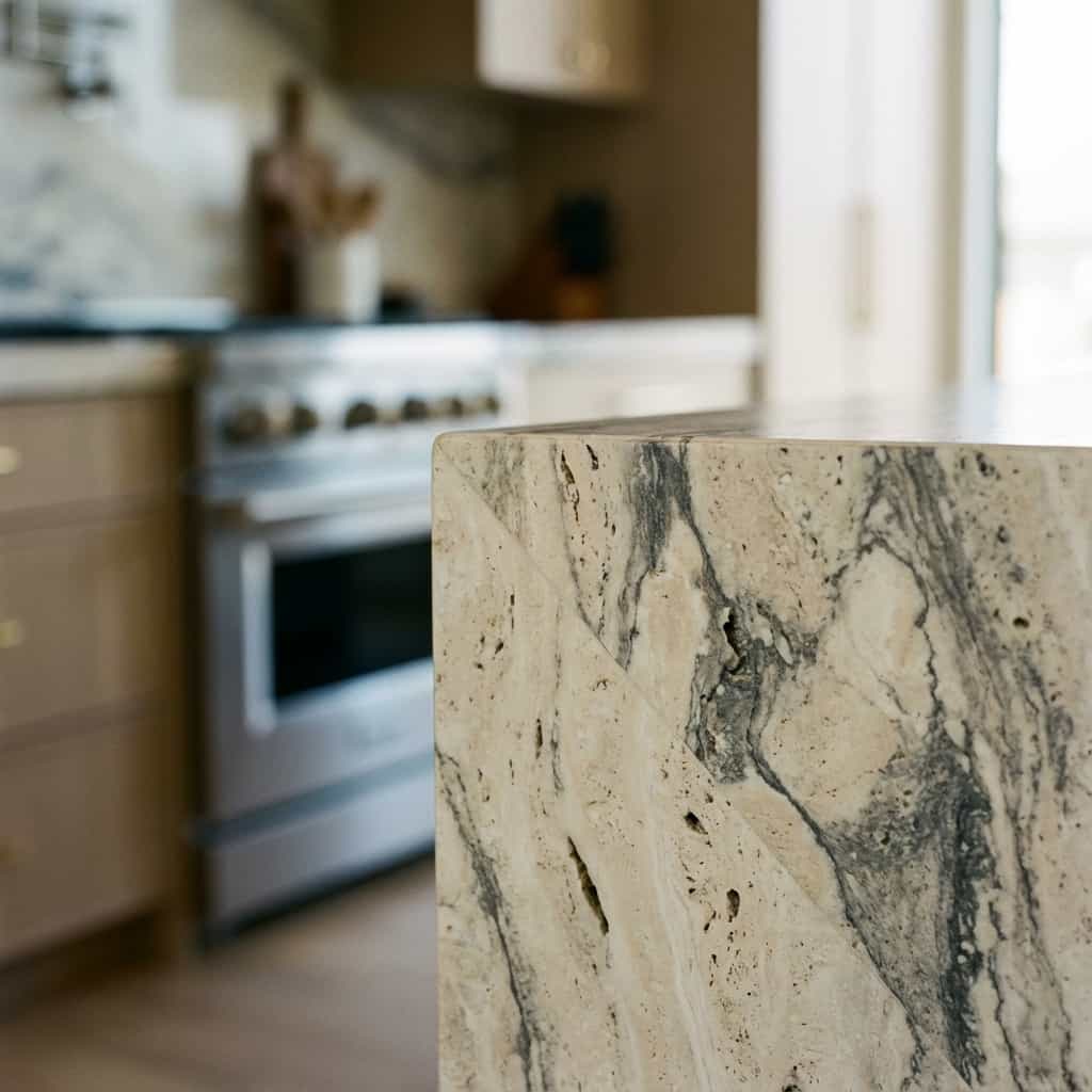 Titanium Travertine Edge Detail