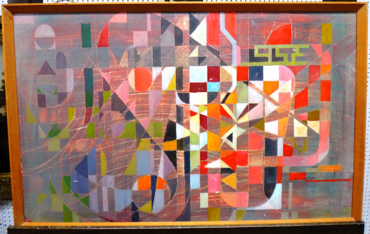 Barry Davis (20th century), Abstract, oil on board, signed and dated 1983.