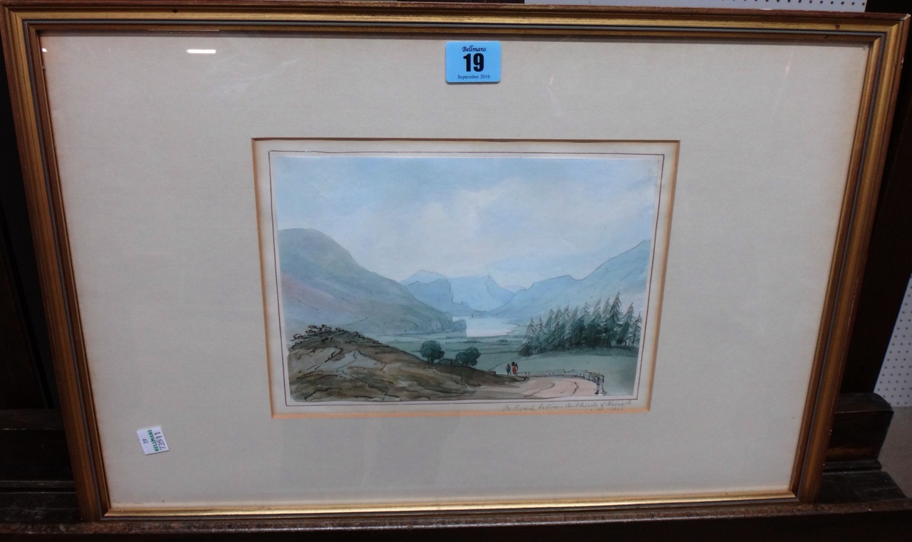 General Sir Charles Grene Ellicombe, On Road between Ambleside and Keswick, watercolour, inscribed.