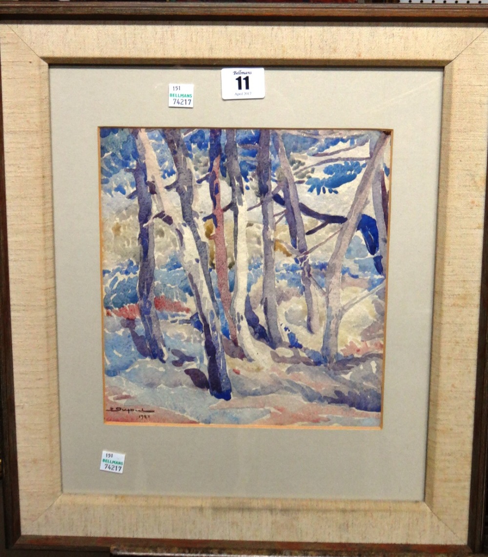 E. Dupont (20th century), Woodland scene, watercolour, signed and dated 1921, 23cm x 21cm. A6