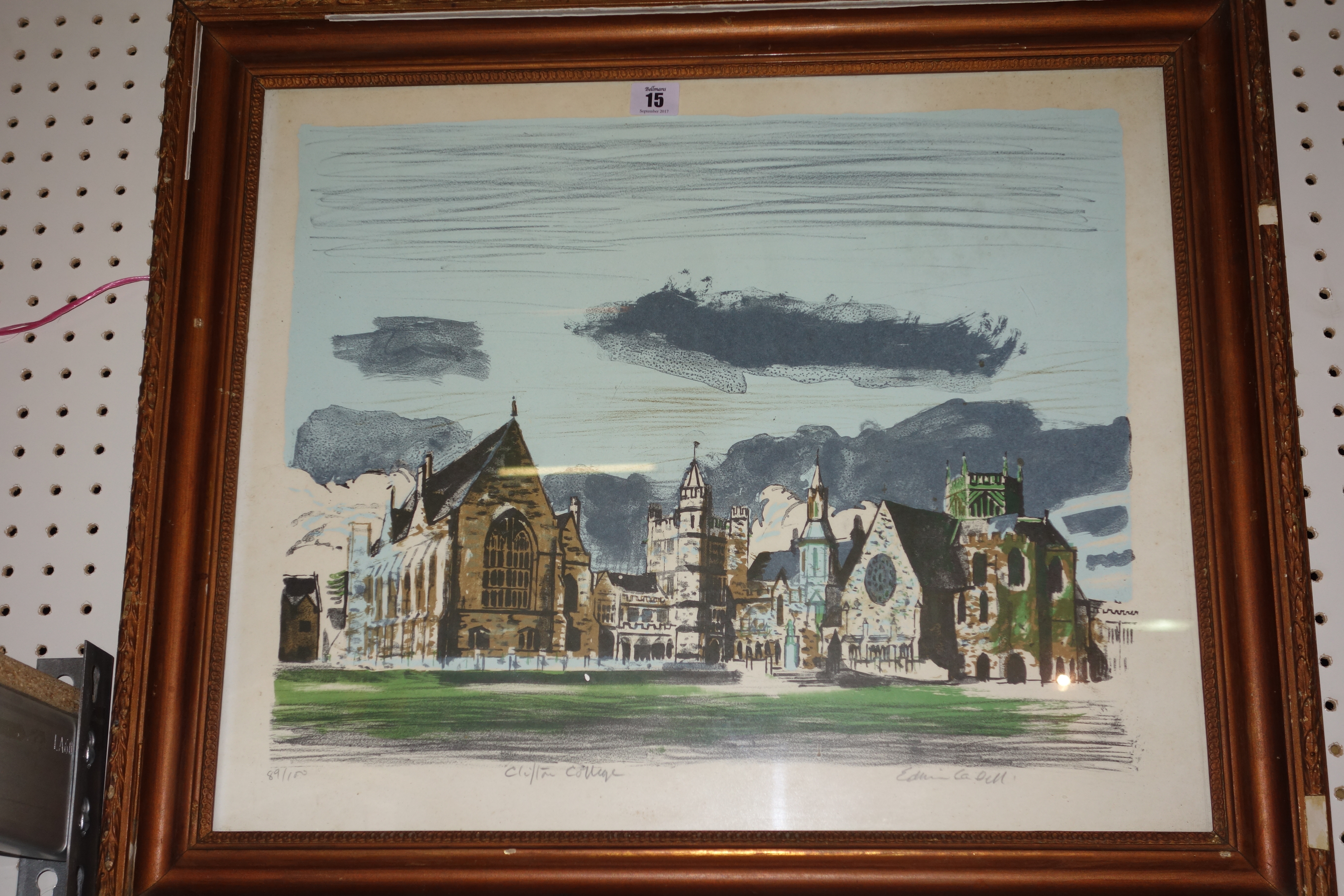 Edwin La Dell (1914-1970), Clifton College, colour lithograph, signed, inscribed and numbered 89/100, 46.5cm x 57cm.   M1
